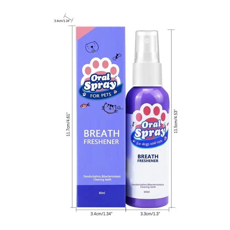 Deodorante per cani Spray alito fresco Spray dentale per cani gatti cane collutorio risciacquo orale 60ml deodorante per la pulizia orale dell'animale domestico