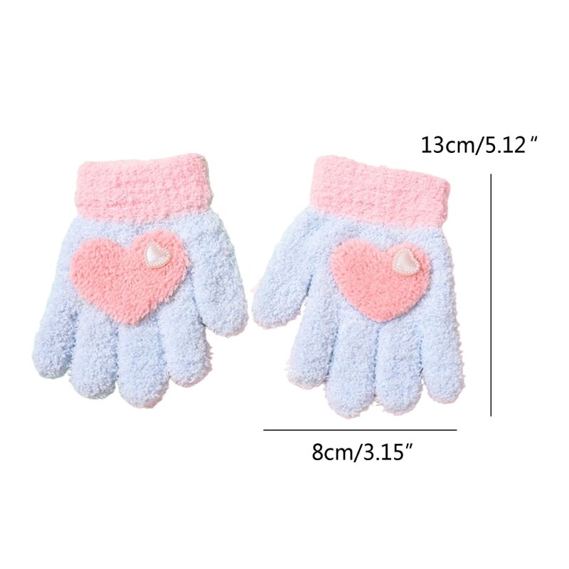 Y1UB Winter Gloves Warm Knitted Mittens Soft Comfortable Kids Gloves for Boys Girls