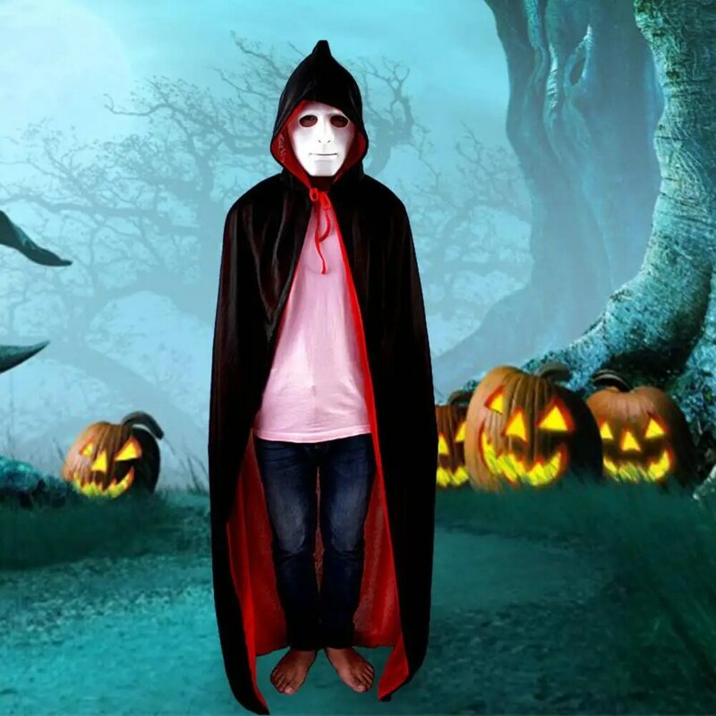 Capa de fiesta de Mascarada para adultos, capa de Halloween Reversible, negra, para niños, adultos, bruja, vampiro, con capucha