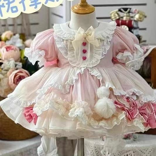 Vestido de princesa de encaje Lolita para niños, ropa de noche, fiesta de cumpleaños, baile, Boutique, verano, 2 a 8 años, novedad de 2024