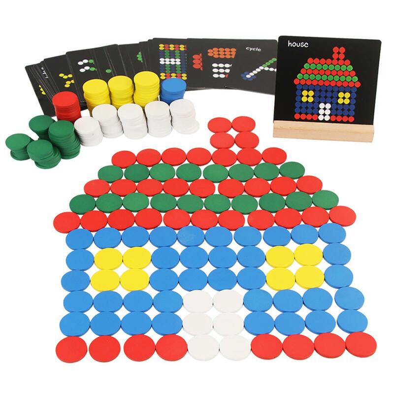 Set di Puzzle in legno giocattolo sensoriale giocattolo educativo con motivo geometrico portatile