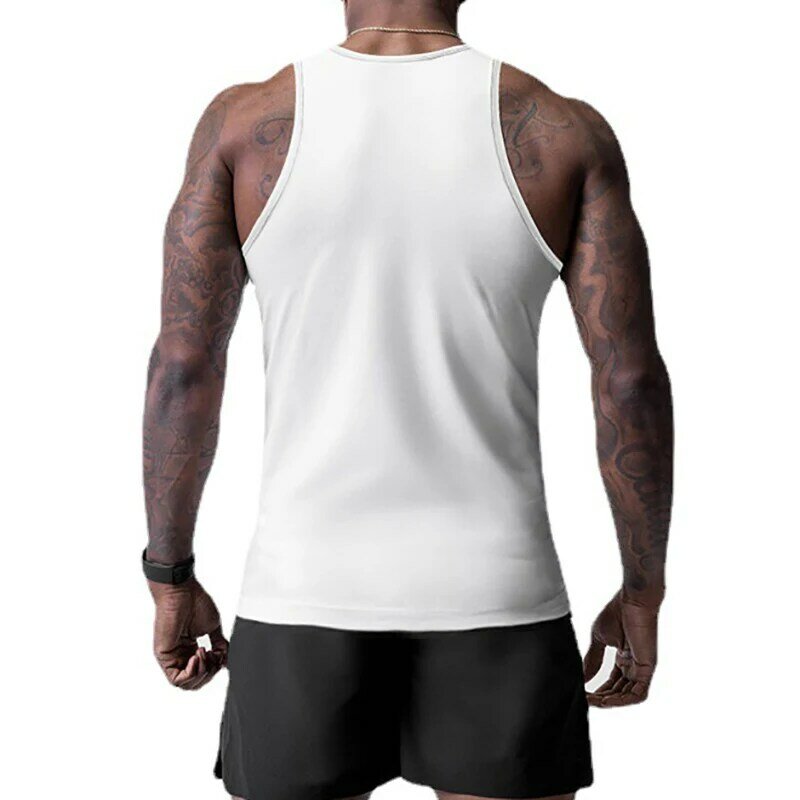 Nowa treningowa mężczyźni z nadrukiem modna na co dzień bez rękawów siatka podkoszulki siłownia kulturystyka lato oddychająca szybkoschnący chłodna koszula