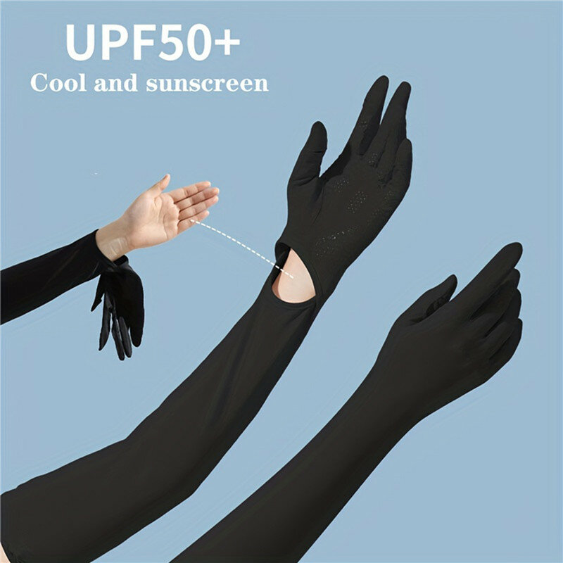 Летние ледяные шелковые перчатки с длинным солнцезащитным рукавом уличные велосипедные флип охлаждающие рукава Эластичный Быстросохнущий впитывающий пот чехол на руку