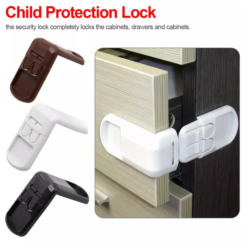 Child Protection Door Lock 5 PCS Plastic Multifunctional Safety Set Baby Safety Protector Cabinet Locks & Straps