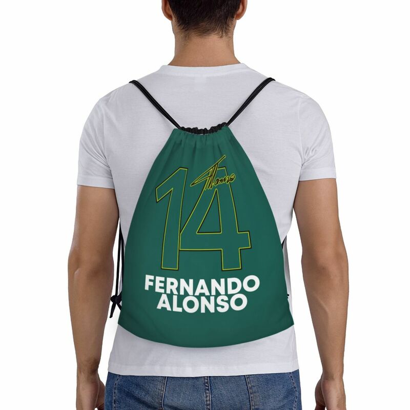 Alonso Motorsport Kordel zug Rucksack Sport Sporttasche für Männer Frauen Fernando Nummer 14 Trainings sackpack