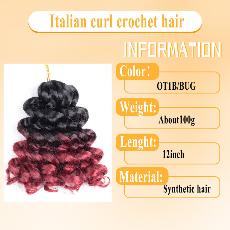 Sintético Deep Curly Twist Crochet Extensões de cabelo para mulheres, cabelo ondulado de água, Ombre Brown, trança, 12"
