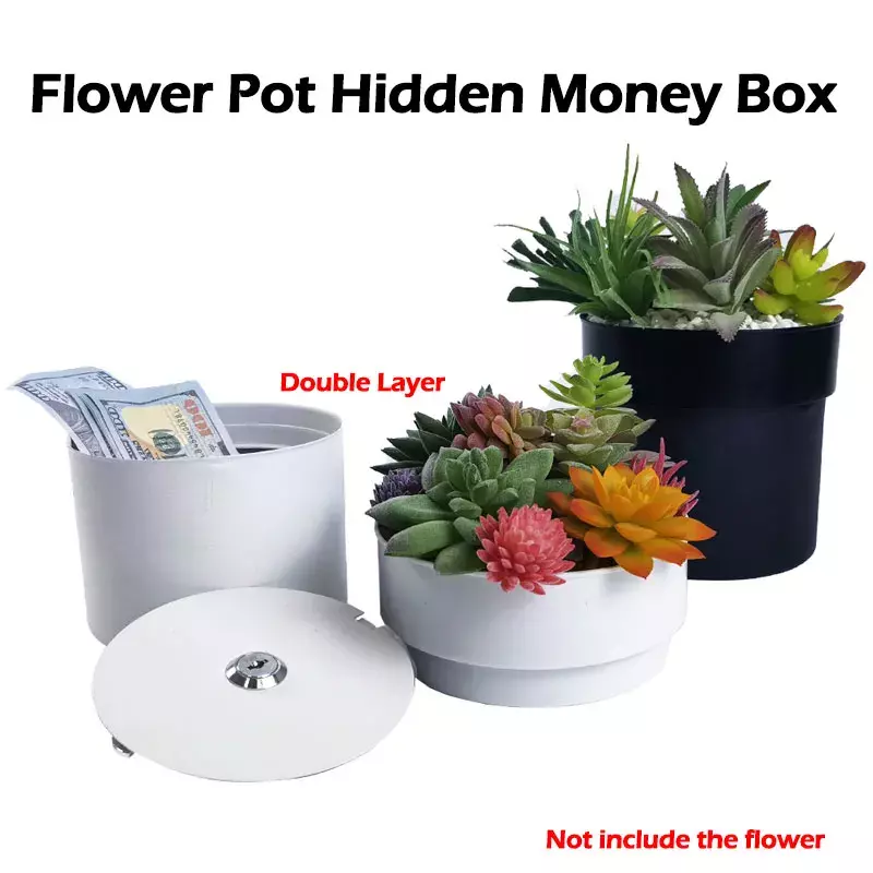 ส่วนตัวกล่องเงินคู่ชั้นดอกไม้หม้อซ่อนความปลอดภัย Surprise Secret Hideaway พืช Stash เงินคีย์เครื่องประดับมีค่า