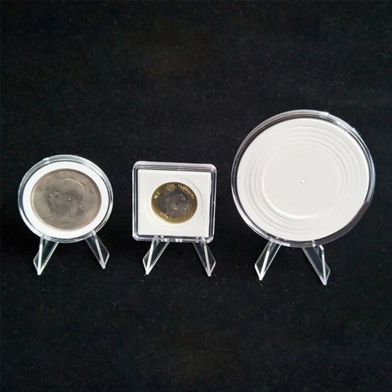 5Pcs Acrylic Mini Coin Display Stand Small Easel Rack Shelf for Pokemon Card Commemorative Challenge Coins Capsule Medal Holder