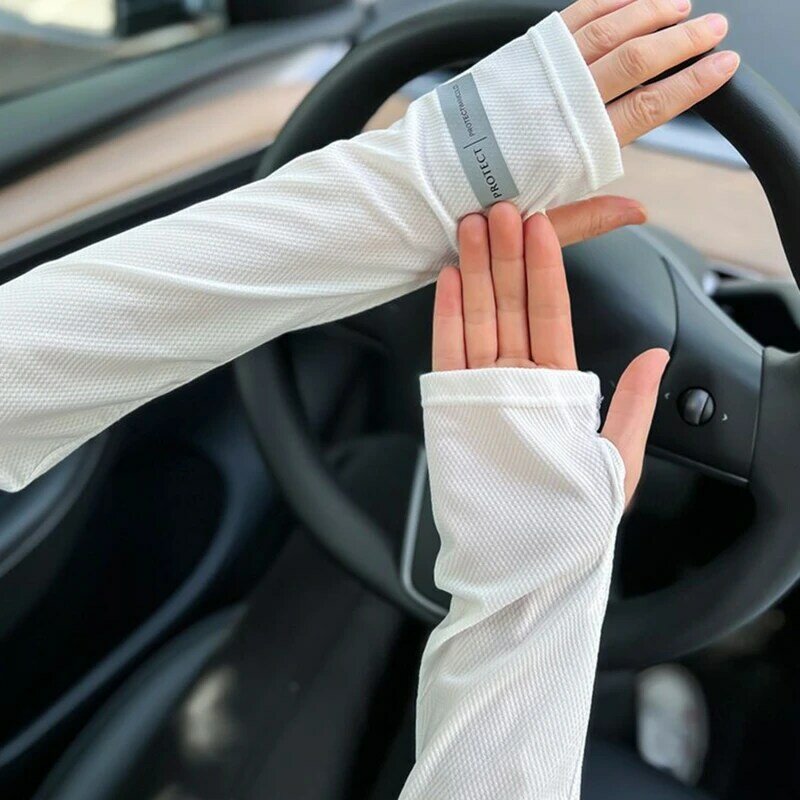 Mangas de hielo para hombre, protección solar japonesa, protección UV para exteriores, mangas sueltas para el brazo, guantes para conducir al aire libre, 1 par