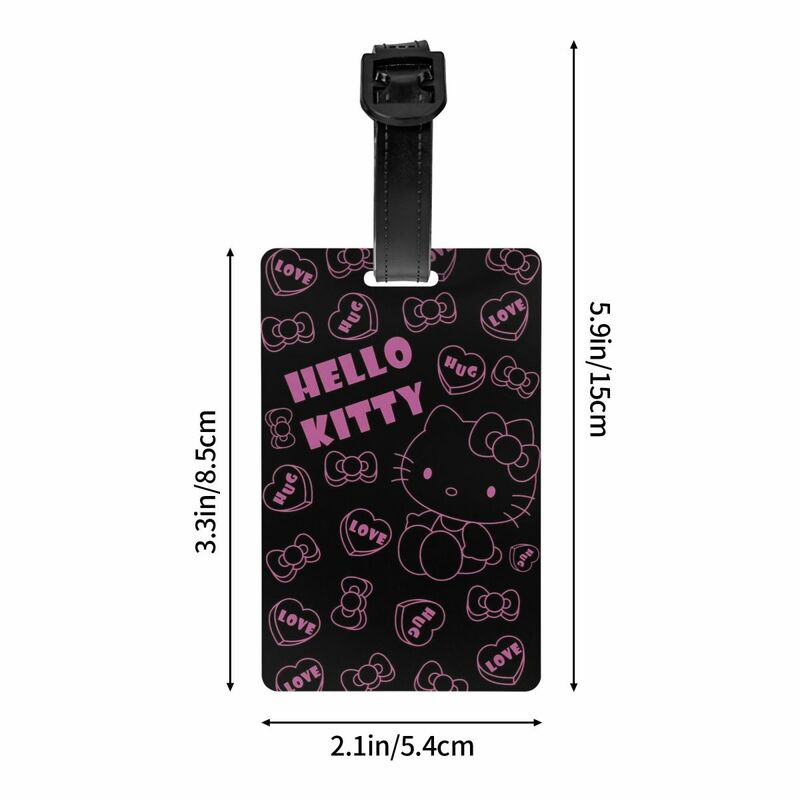 Hello Kitty ป้ายกระเป๋าการ์ตูนน่ารักสำหรับกระเป๋าเดินทางป้าย ID ปกแบบเป็นส่วนตัว