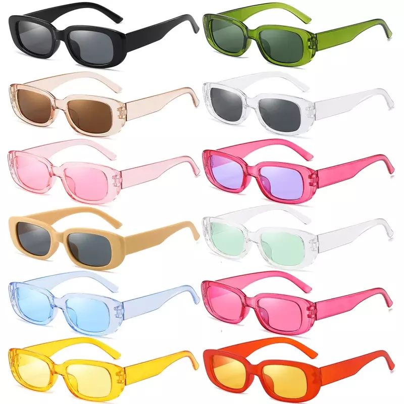 男性と女性のための長方形のスチームパンクなサングラス,さまざまな色のUV 400保護,自転車とオートバイのメガネ,夏