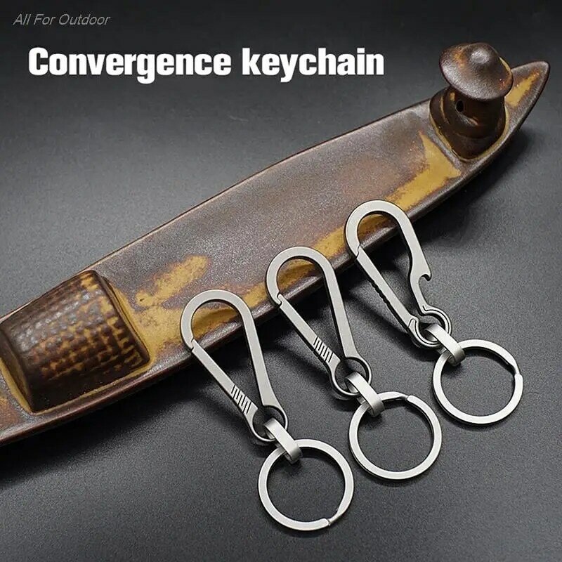 Titanium Buckles EDC Outdoor Tool Titanium Alloy Keychain Tiranium Buckle Key Ring Car Accessories Keychain Pendant Gift For Man