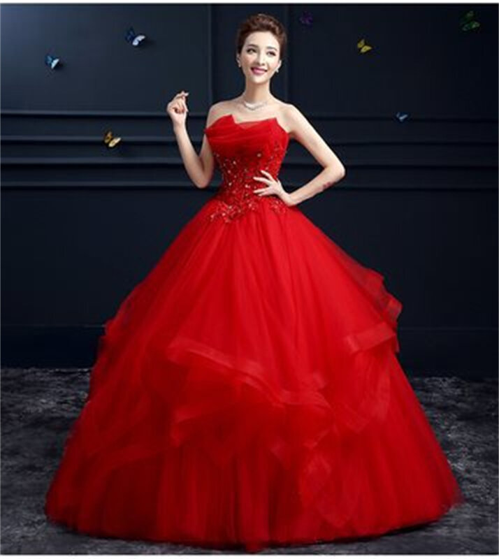 Elegancka tiulowa suknia balowa bez ramiączek z aplikacjami 2024 Suknie ślubne dla kobiet Suknie ślubne z trenem Vestidos De Noiva