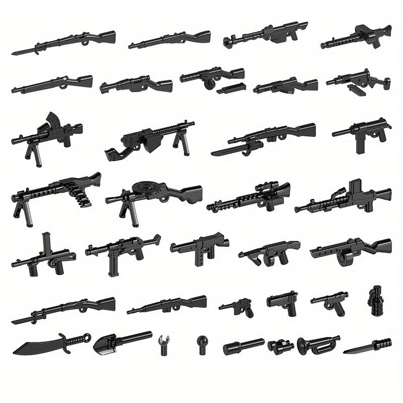 Décennie s de briques de pistolets de l'armée, pack d'armes, pièces de figurines de soldats, accessoires de bricolage, briques Moc, jouets de odormilitaire Ww2