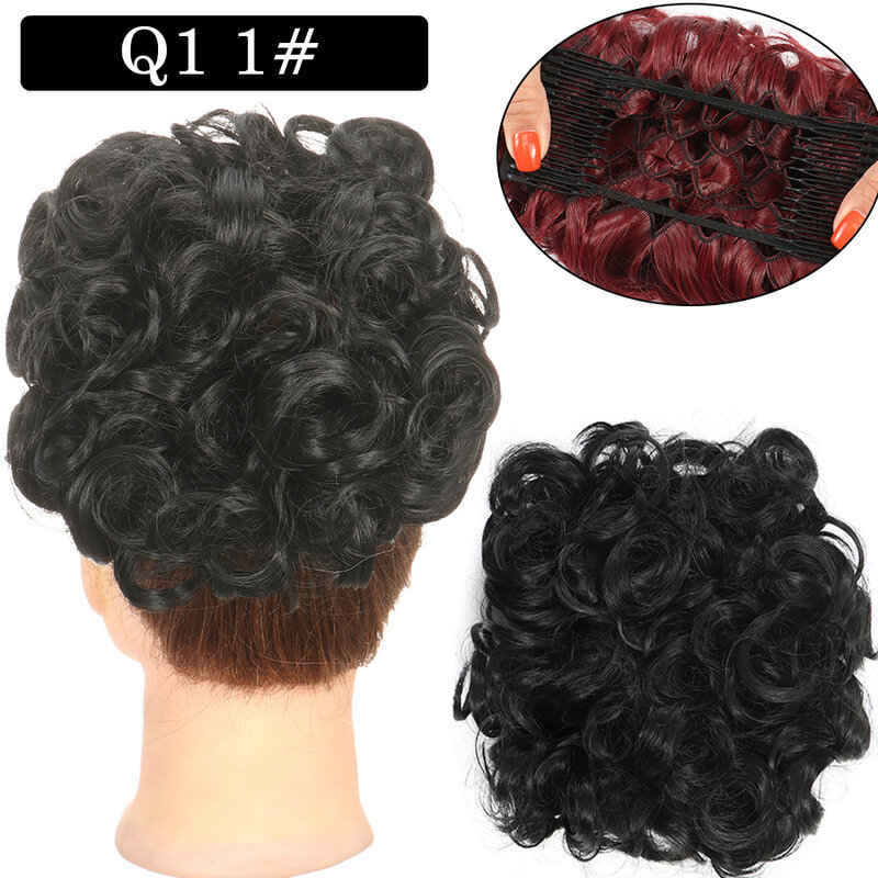 New Models Curly Hair Bud Women's Curly Hair Flower Bud Head Comb Wig Roll Short Chemical Fiber Daily Matching