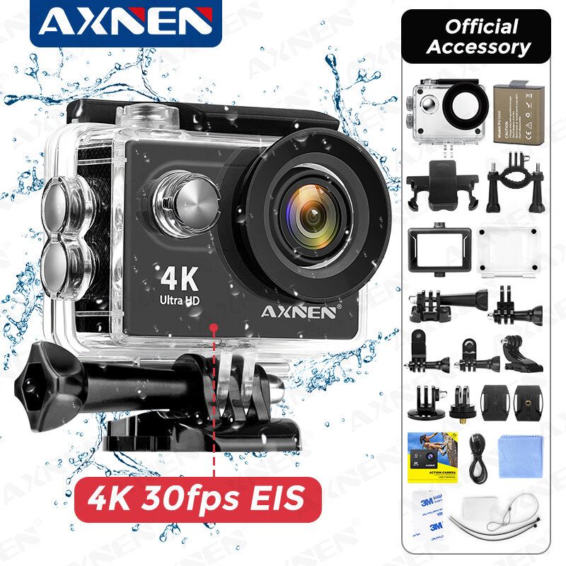 AXNEN H9R H9 عمل كاميرا الترا HD 4K 30fps 1080P 60fps WiFi 2 بوصة 170D تحت الماء مقاوم للماء خوذة تسجيل الفيديو كاميرا رياضية