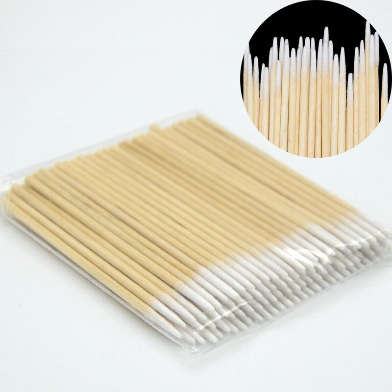 100PCS Cotton Swab With Wood Sticks Cotton Swabs Pointed Tip Dual-ended Cotton Tipped Applicator Makeup Remover 7mm