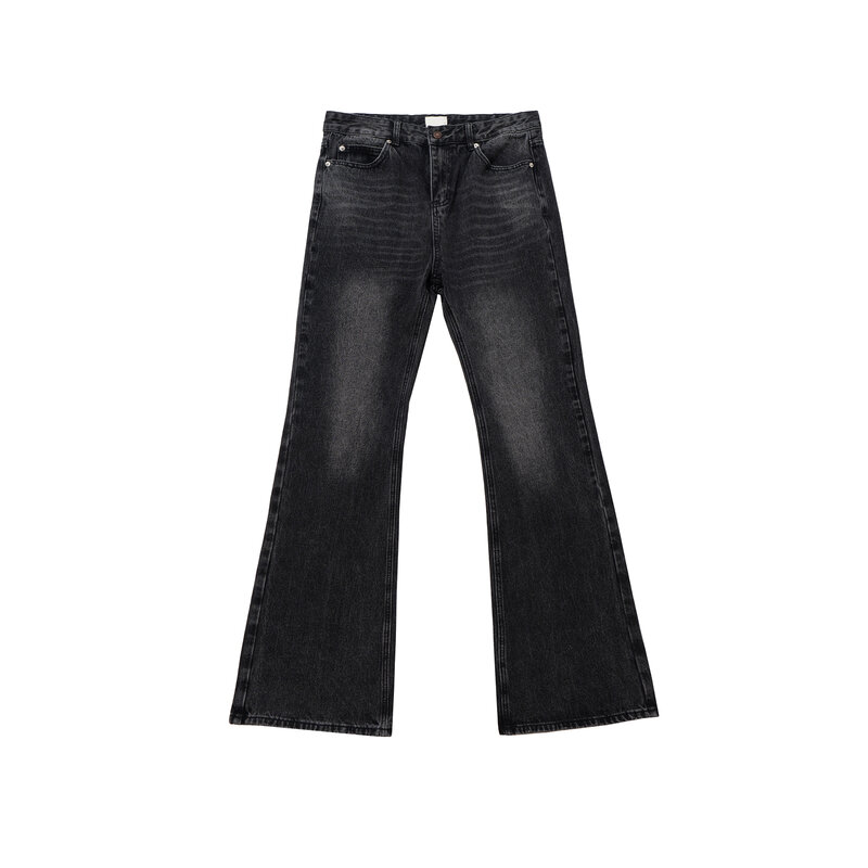 Vintage grau schwarz gewaschen Baggy Flare Jeans für Männer Straight Ropa Hombre lässig lose Cargo hose übergroße Jeans hose