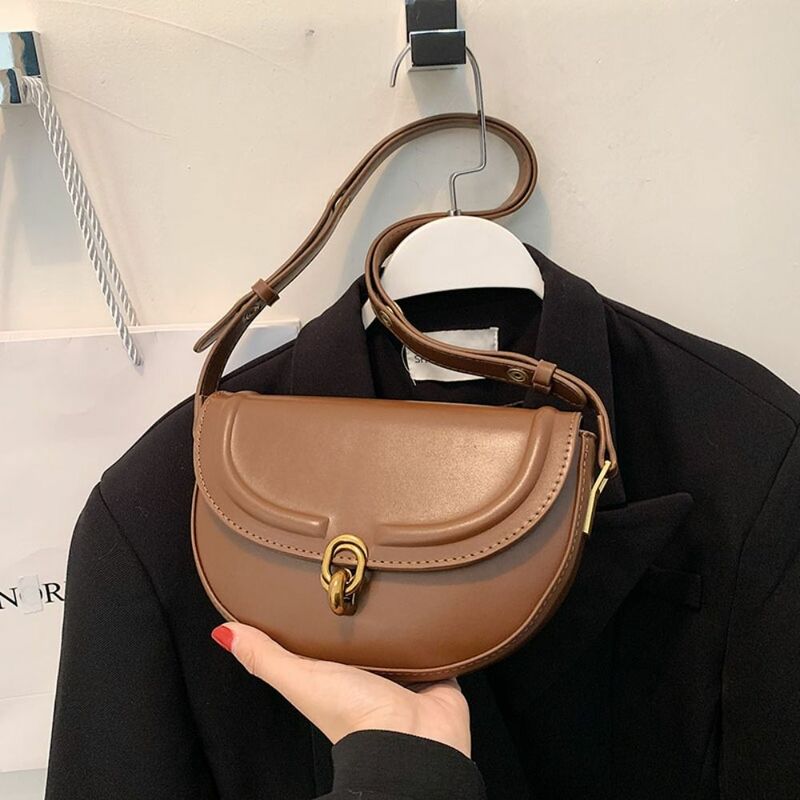 PU Leather Saddle Bag Temperament Underarm Bag Fashion Design Shoulder Bag Korean Style Handbag Crossbody Bag Outdoor