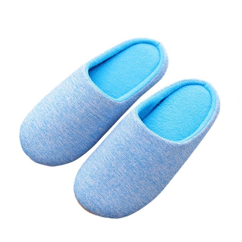 1 Pair Winter Slippers Unisex Couple Homewear Anti-slip Plush Thick Warm Soles Slient Slide Flat Floor Shoes Slipper