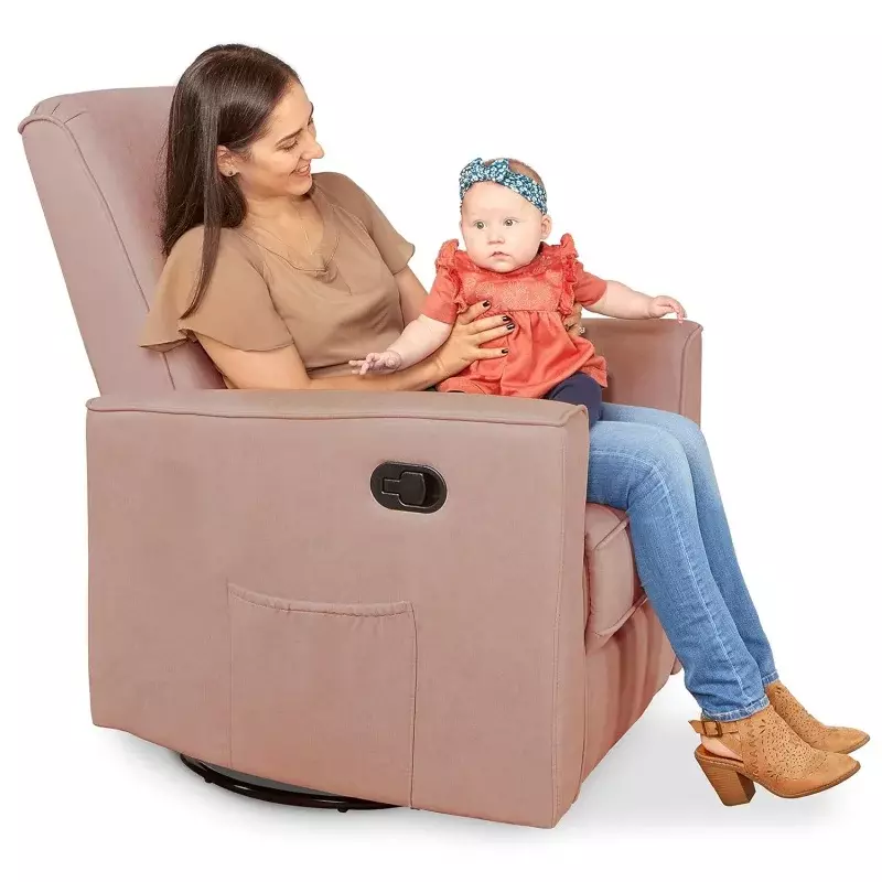 Evolur Raleigh мягкое кресло с шарнирным механизмом, рокер, шезлонг, планер для детской комнаты в розовом цвете, сертифицировано Greenguard Gold,