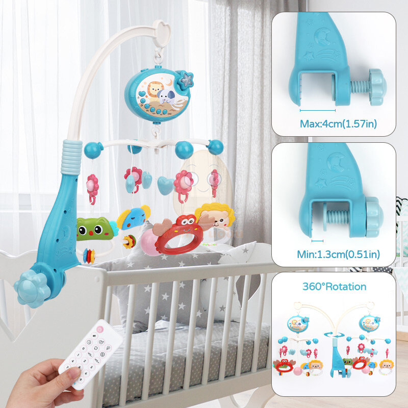 Sonajero móvil para cuna de bebé de 0 a 12 meses, proyector Musical giratorio infantil, luz nocturna, campana de cama, regalo educativo para recién nacido