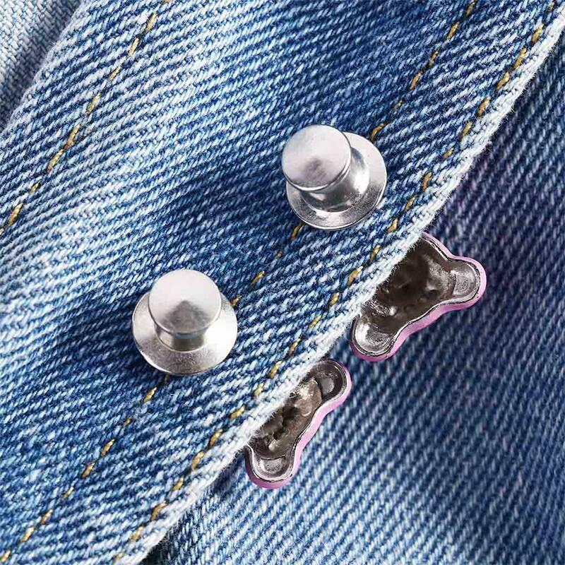 2Pcs Metal Bear Retract Waist Seamless Skirt Pant Jeans Clothing Accessories Waist Tighten Clip Waist Pin Buckle Waist Button