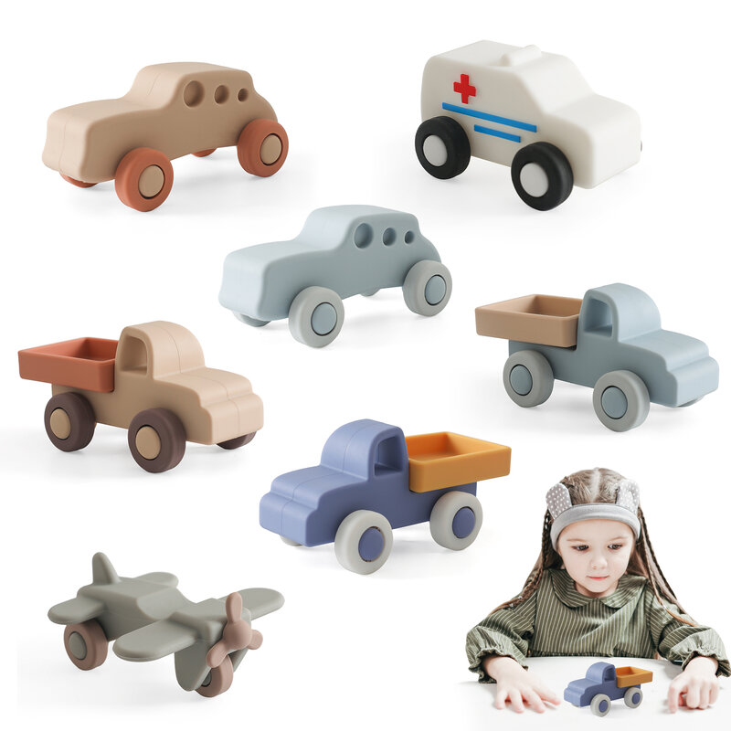 赤ちゃん用シリコンカーのおもちゃ,0〜12か月,新生児用,モンテッソーリ,教育ブロック