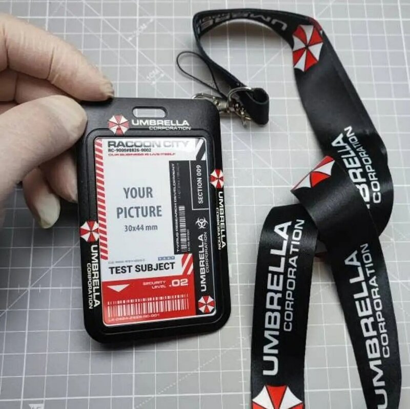 Doppelseiten Regenschirm Lanyard & Karten halter von Umbrella Corporation Halsband Karte ID Inhaber mit Mitarbeiter Informations karte