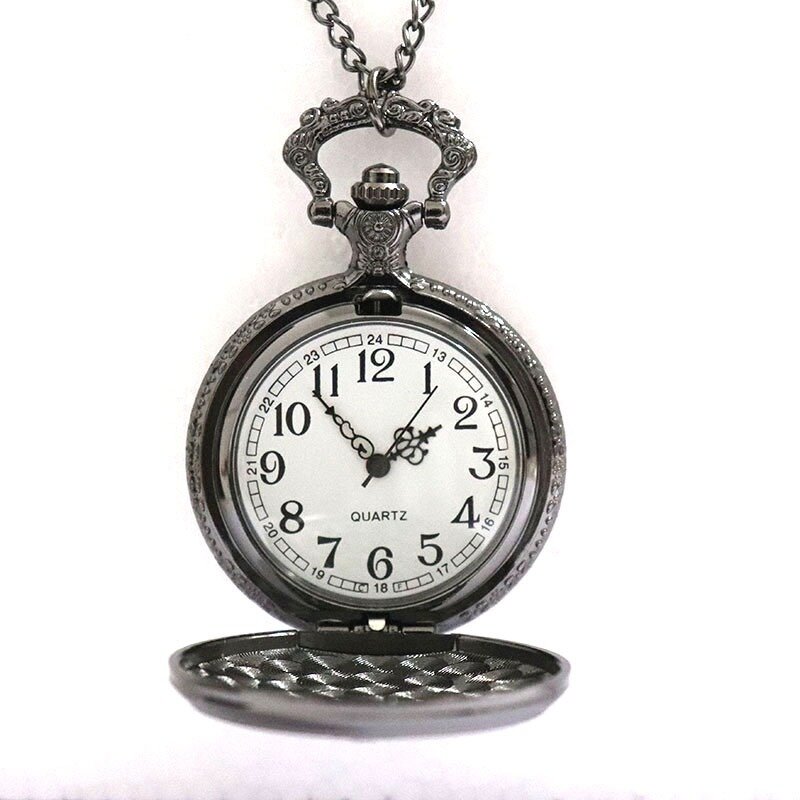 Jam saku Romawi jam tangan unik bercahaya kalung pola Vintage pria jam tangan hitam Relogio De Bolso Relojes De Bolsillo Mecanicos