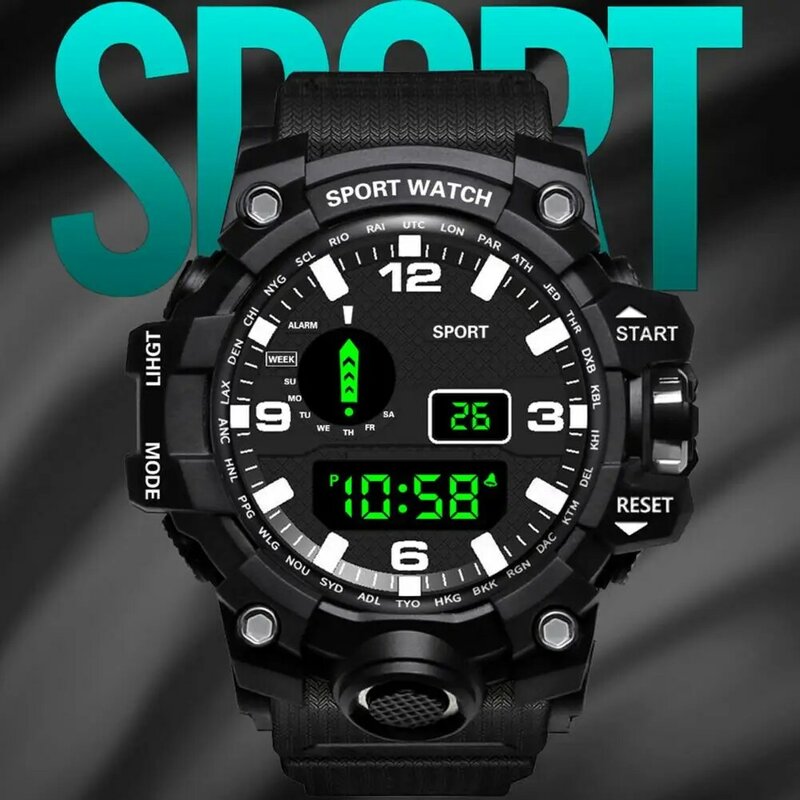 Electronic Watch LED Electronic Clock Wrist Watches Men Silicone Band Large Screen Number Display Outdoor Sports Watch