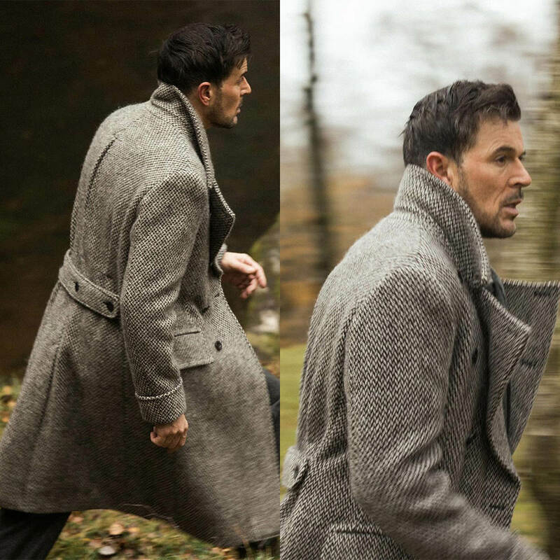 Abrigo de lana Vintage para hombre, chaqueta gruesa de negocios, abrigos largos de invierno, chaqueta de una pieza