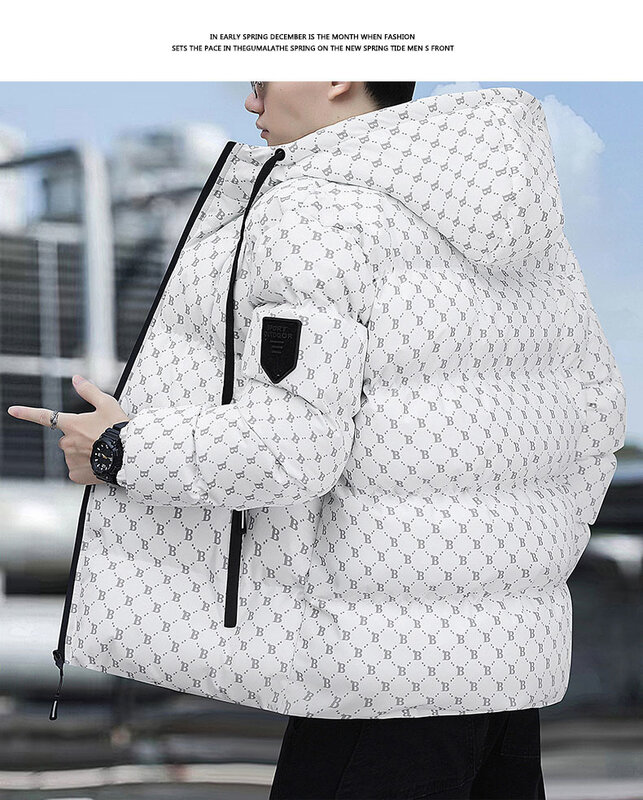 2023 Winter Warm Thick Men Jacket Casual Parkas Hoodie Cotton Zipper Warm Korean Style Fitness Fashion Men's Coat ​Loose Parka