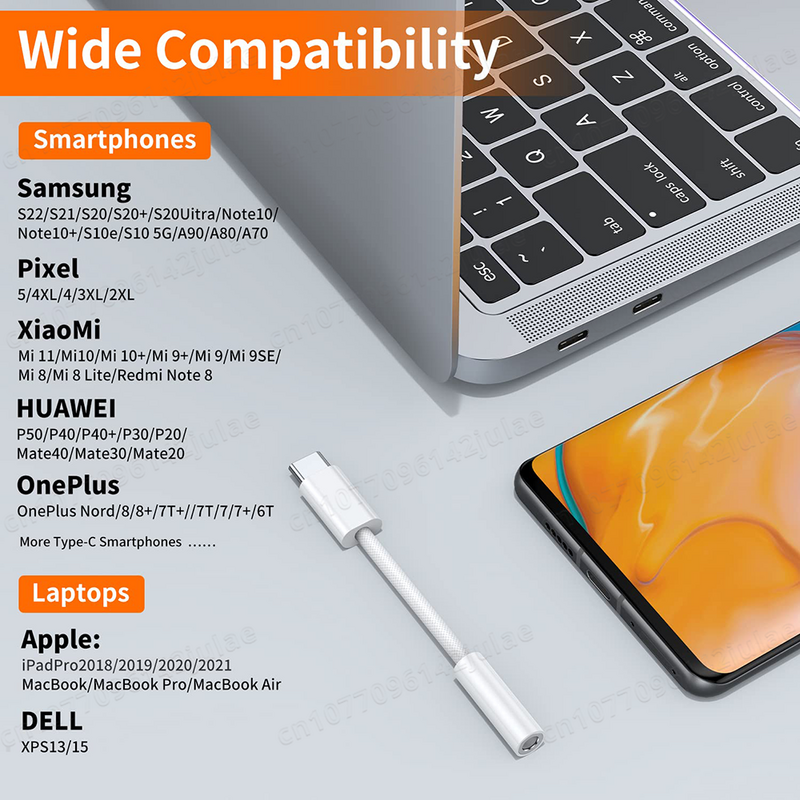 USB C 타입 암 헤드폰 잭 어댑터, USB C-Aux 오디오 케이블 코드, 아이폰 15 플러스 15 프로 맥스 아이패드 프로 맥북용, 3.5mm