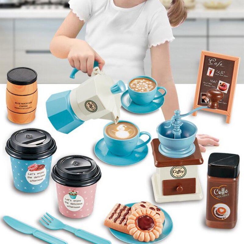 女の子のためのキッチンおもちゃシミュレーションコーヒーメーカーセットロールプレイ子供ホビーコレクション
