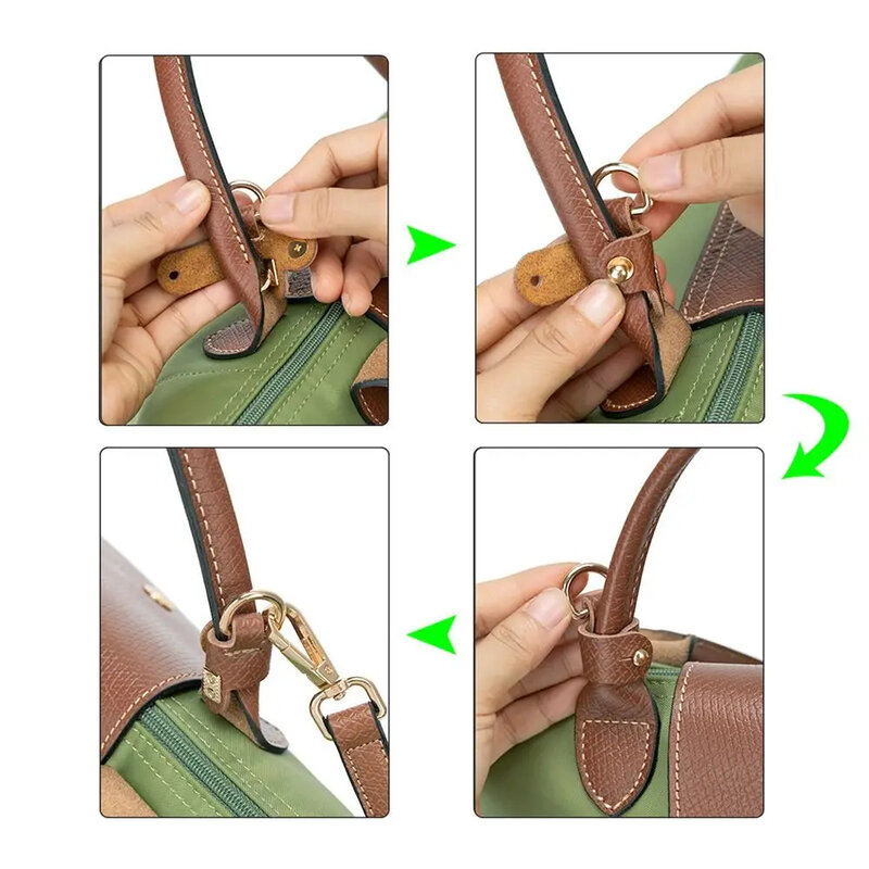 Accesorios de transformación de bolso de cuero genuino para Longchamp Mini, correa de hombro sin perforaciones, hebilla colgante de conversión