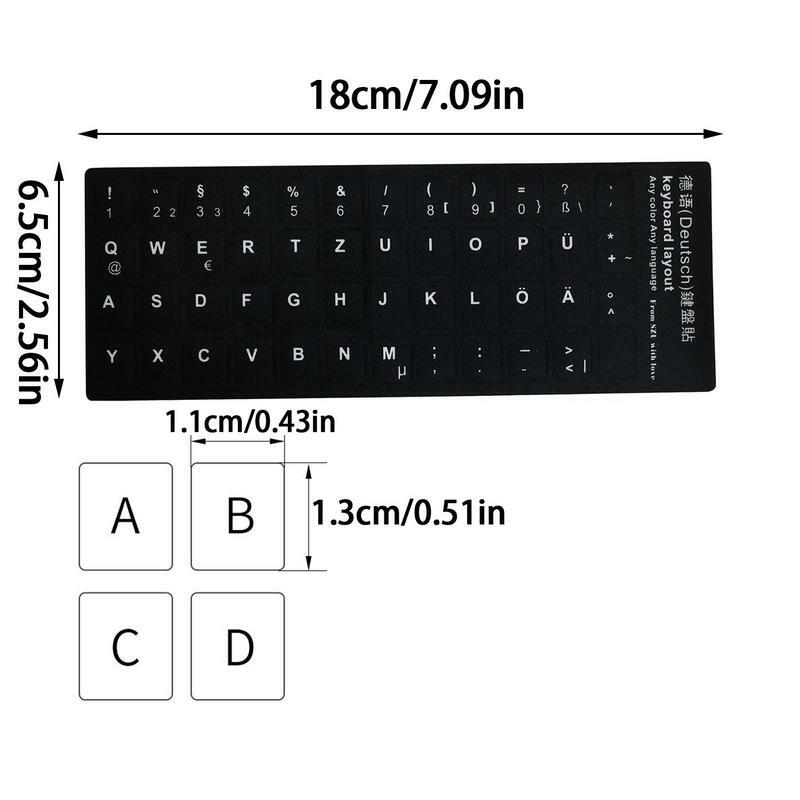 Autocollants pour clavier avec lettres de l'alphabet, stickers noirs pour ordinateur portable, de bureau, russe, espagnol, français, allemand