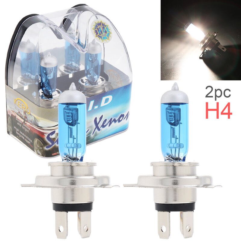 2/4pcs 12V H4 60/55W 6000K White Light Waterproof Universal Car Halogen Lamp Auto Front Headlight Fog Bulb Day Running Lights