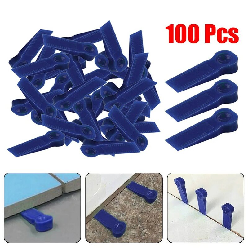 100 buah plastik pengatur jarak ubin dapat digunakan kembali klip posisi dinding lantai ubin alat Kit spacer Locator Leveler tingkat biru