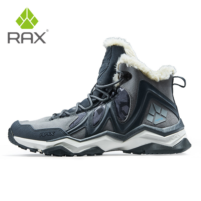RAX-방수 하이킹 신발, 남성용 겨울 아웃도어 스니커즈, 스노우 부츠, 플러시 마운틴 스노우부츠, 아웃도어 관광 조깅화