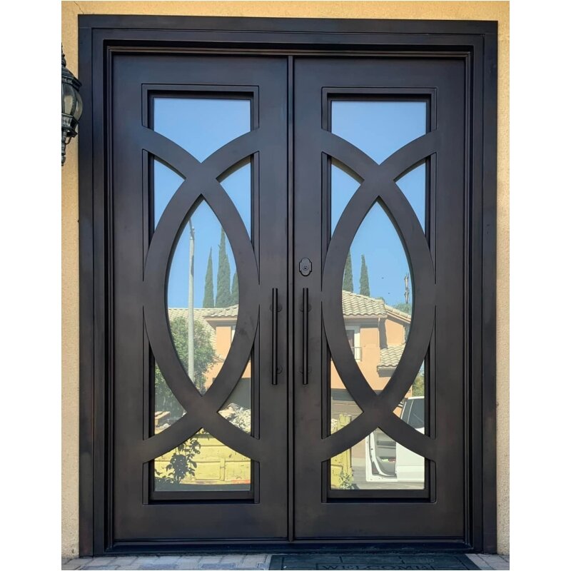 L'ingresso della porta in ferro Pre-appeso ha battuto i nuovi disegni della porta della finestra della griglia hanno battuto la vendita calda di dimensioni personalizzate