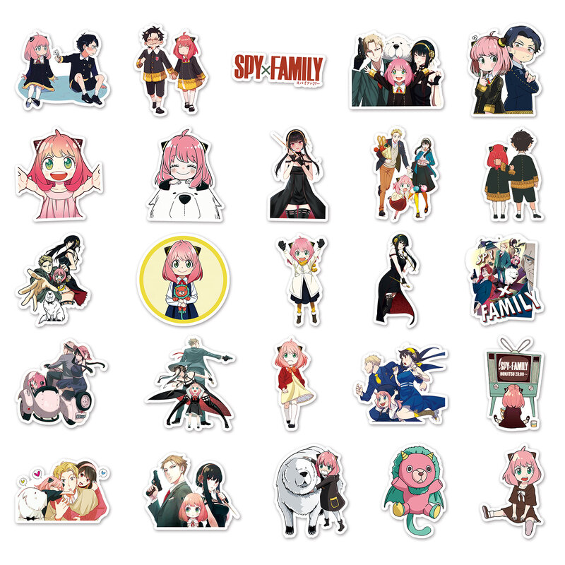 Autocollants sur le thème du dessin animé japonais éventuelles Y FAMILY, stickers DIY pour ordinateur portable, scooter, tablette, décoration de bagages, 5 pièces
