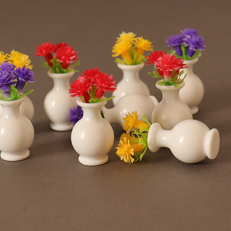 1/12 Dollhouse Miniature Flower Vase Model Dollhouse Simulated Flowers Home Decoration Dolls House Accessories