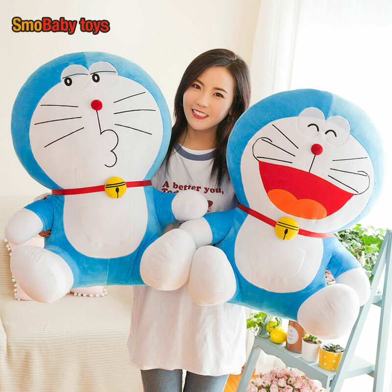 Mainan boneka Doraemon kartun boneka hewan lucu peluches Jepang grandes mainan lembut dekorasi rumah bantal untuk hadiah Halloween anak-anak