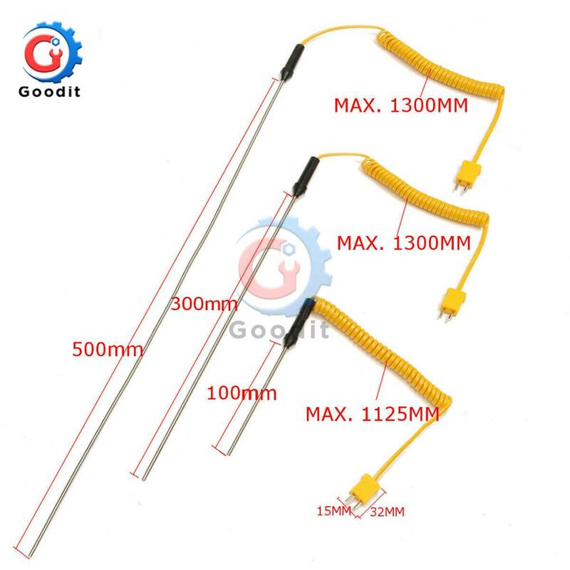 K-Type Thermocouple Probe Sensor 100mm/300mm/500mm Temperature Controller -50C to 1200 with Cable For Digital Thermometers