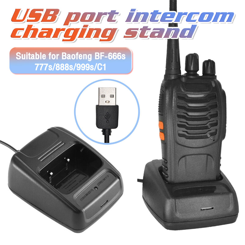 Baofeng USB Adapter Charger Two Way Radio Walkie Talkie BF-888s USB Charge Dock untuk Baofeng BF-666s/777s/888s/999s/C1