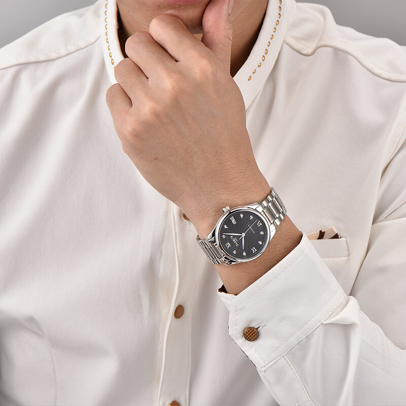 Casual Auto Self-Wind Watch Men Diamonds Pointer Classic Waterproof Handwatch Man Date Business Luxury Mechanical Wristwatch