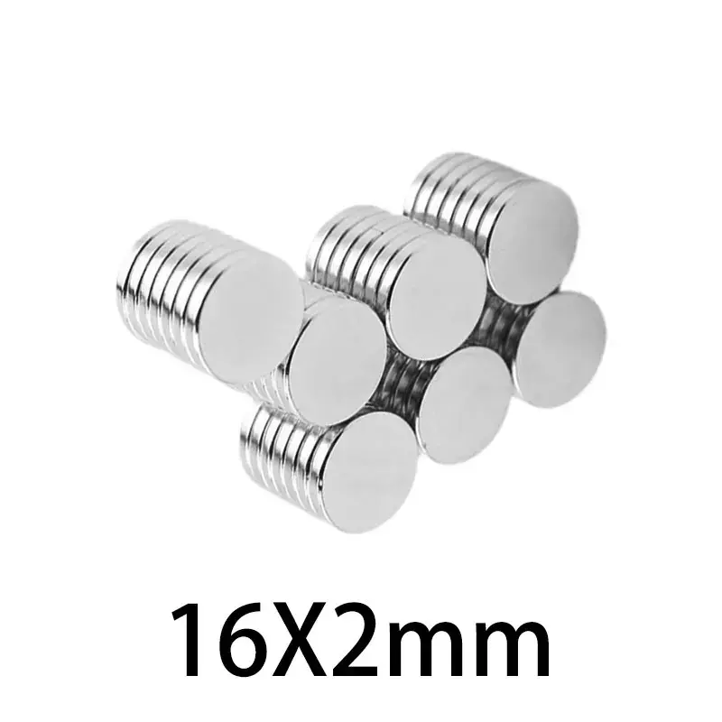 5/10/20/50/100/150ชิ้น16x2มม. N35นีโอดิเมียมที่แข็งแกร่งเป็นพิเศษแผ่นแม่เหล็ก imanes N35 16มม. x 2มม.