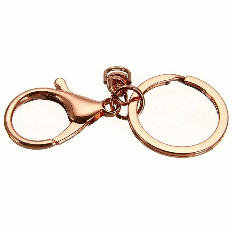 New 10pcs Rose Gold Lobster Clasp Trigger Clip Key Ring w/ Split Ring Accessory