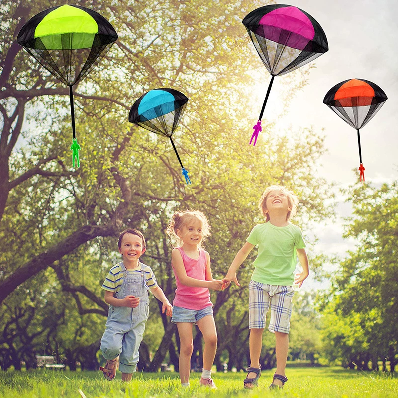 1 caixa de mão jogando paraquedas crianças mini pára-quedas ao ar livre brinquedo praia simples criativo esporte ao ar livre pára-quedas requintado